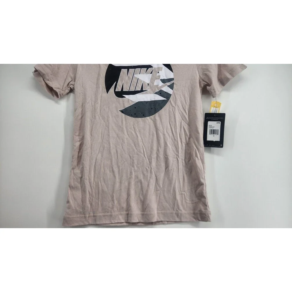 Nike 3Brand Boys Medium Beige Short Sleeve‎ Graphic Tee NWT Cotton Blend